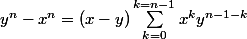 y^n-x^n=(x-y)\sum_{k=0}^{k=n-1}x^ky^{n-1-k}